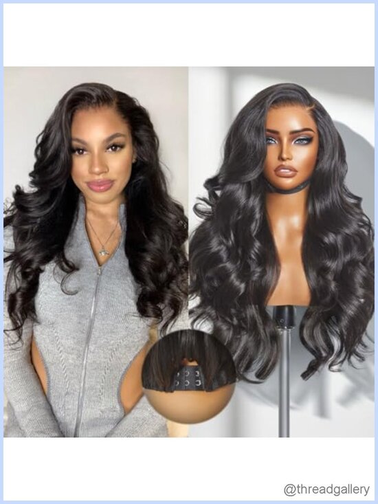 200% Density Real Glueless HD Lace Wig Pre Cut Plucked 7x6 Loose Body Wave main image 5